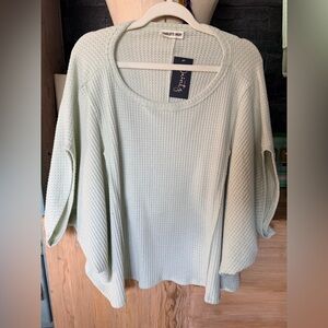 Charlotte Avery Light Mint waffle blouse